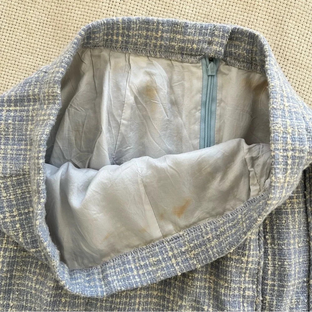 Vintage Blue & White Check Pencil Skirt - Picture 5 of 5